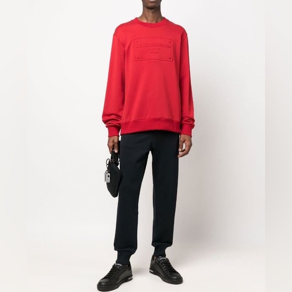 EUC Men’s X-Small (Italian Size 44) Dolce & Gabbana Logo-embossed Sweatshirt Red - Picture 7 of 16